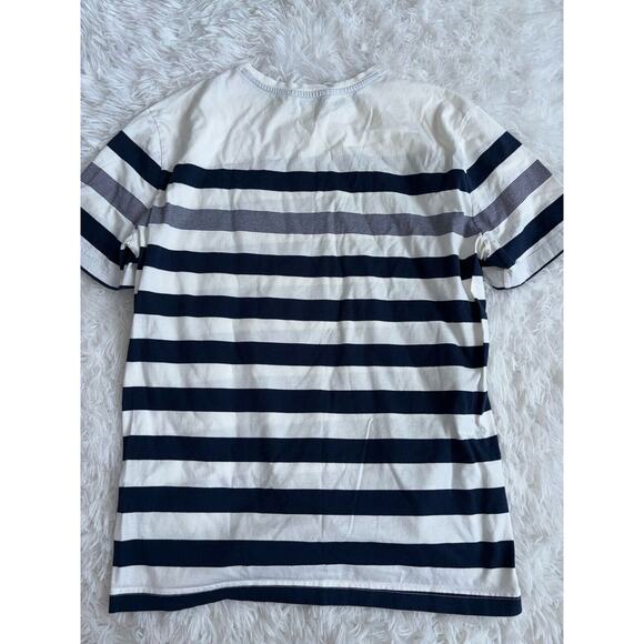 Olzen Men’s Sz. 105 Ivory & Navy Striped Tee. Fantastic Quality & Condition - Picture 6 of 8